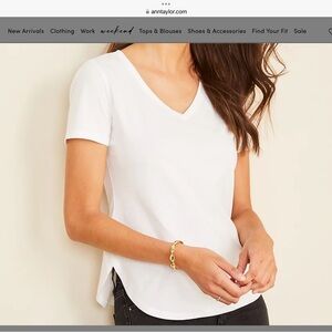 Ann Taylor Pima Cotton V-Neck Tee, Size S
